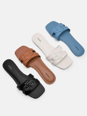 Alternative view of Dép quai ngang Icon Leather - Đen