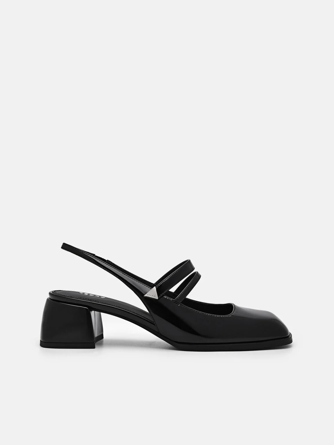 Giày sandals cao gót mũi vuông Tria - Đen