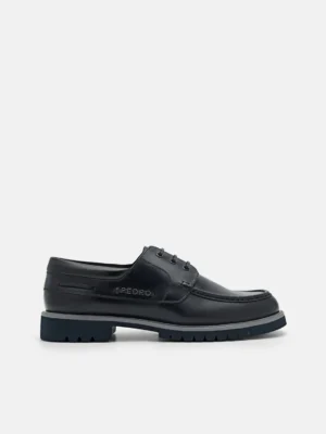 Giày tây mũi tròn Saxton Leather - Xanh Navy