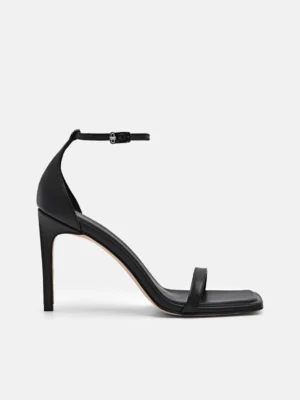 Giày sandals cao gót Studio Donna Leather - Đen