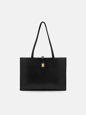 Túi tote phom chữ nhật Studio Leather - Đen